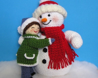 Pdf Crochet Pattern LITTLE GIRL and SNOWMAN (English only)