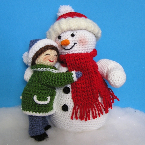 Pdf Crochet Pattern LITTLE GIRL and SNOWMAN (English only)