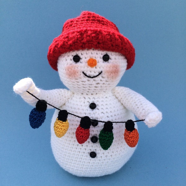SNOWMAN WITH LIGHTS Pdf Crochet pattern (English only)