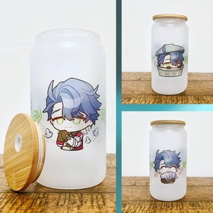 Sampo Honkai Star Rail | Inspired Frosted Glass Tumbler 16oz | Glass Can Cup | Gift for Gamers