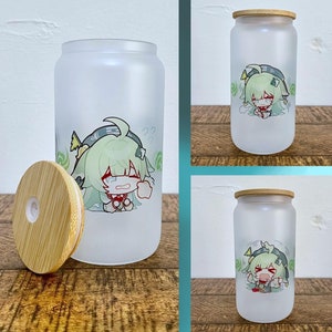 Huo Huo Honkai Star Rail | Inspired Frosted Glass Tumbler 16oz | Glass Can Cup | Gift for Gamers