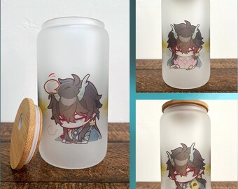 Imbibitor Lunae IL | Honkai-sterrail | Geïnspireerde beker van matglas 16oz | Glazen blikje | Cadeau voor gamers