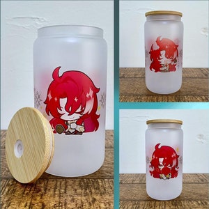Argenti Honkai Star Rail | Inspired Frosted Glass Tumbler 16oz | Glass Can Cup | Gift for Gamers