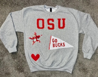 Handgenaaid patchwork college-sweater – aanpasbaar voor elke school