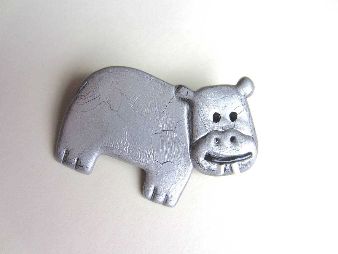 Little Hippo Hippopotamus Pin Brooch Etsy Ireland