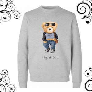 Beautiful teddy bear sweatshirt american teddy bear sweatshirt unisex dtf print teddy bear sweatshirt design teddy bear t-shirt