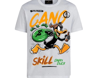 Camiseta de Duffy Duck: Camiseta con estampado de dibujos animados de gánsteres
