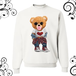 Beautiful teddy bear sweatshirt american teddy bear sweatshirt unisex dtf print teddy bear sweatshirt design teddy bear t-shirt