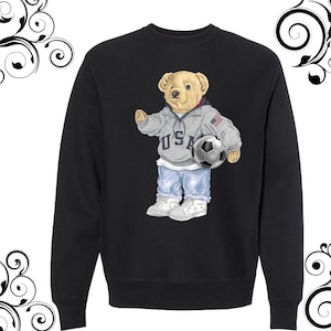 Hermosa sudadera con osito de peluche, sudadera con osito de peluche americano, sudadera unisex con estampado dtf, diseño de sudadera con osito de peluche, camiseta con osito de peluche