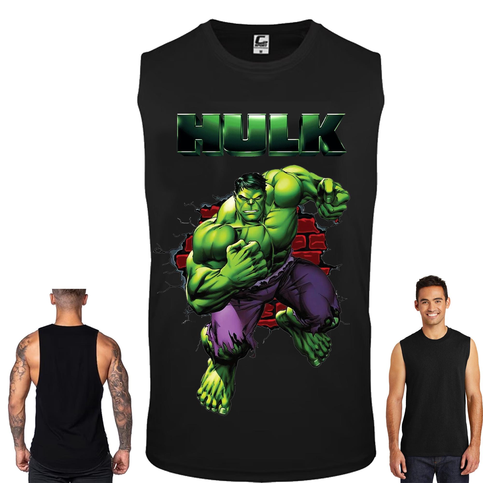 Hulk Tank Top: Superhero Movie Style Black Cotton Sleeveless Shirt
