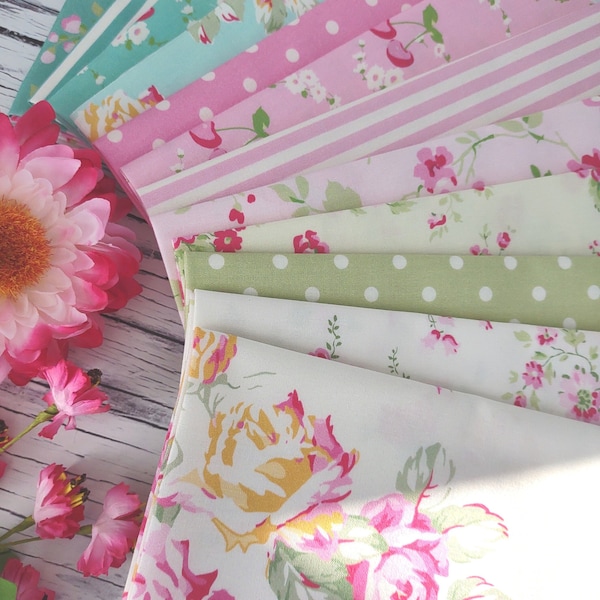 PICNIC by Tanya Whelan Shabby Chic Baby Girl Nursery Fabrics Quilting Cotton Fabrics ~ 12 Fat Quarters Bundle ~ 3 yards total