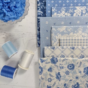 BLUEBERRY DELIGHT by Anne Sutton of Bunny Hill Designs for Moda Fabric Shabby Chic Cotton Blue Quilting Fabrics 9 fat quarters