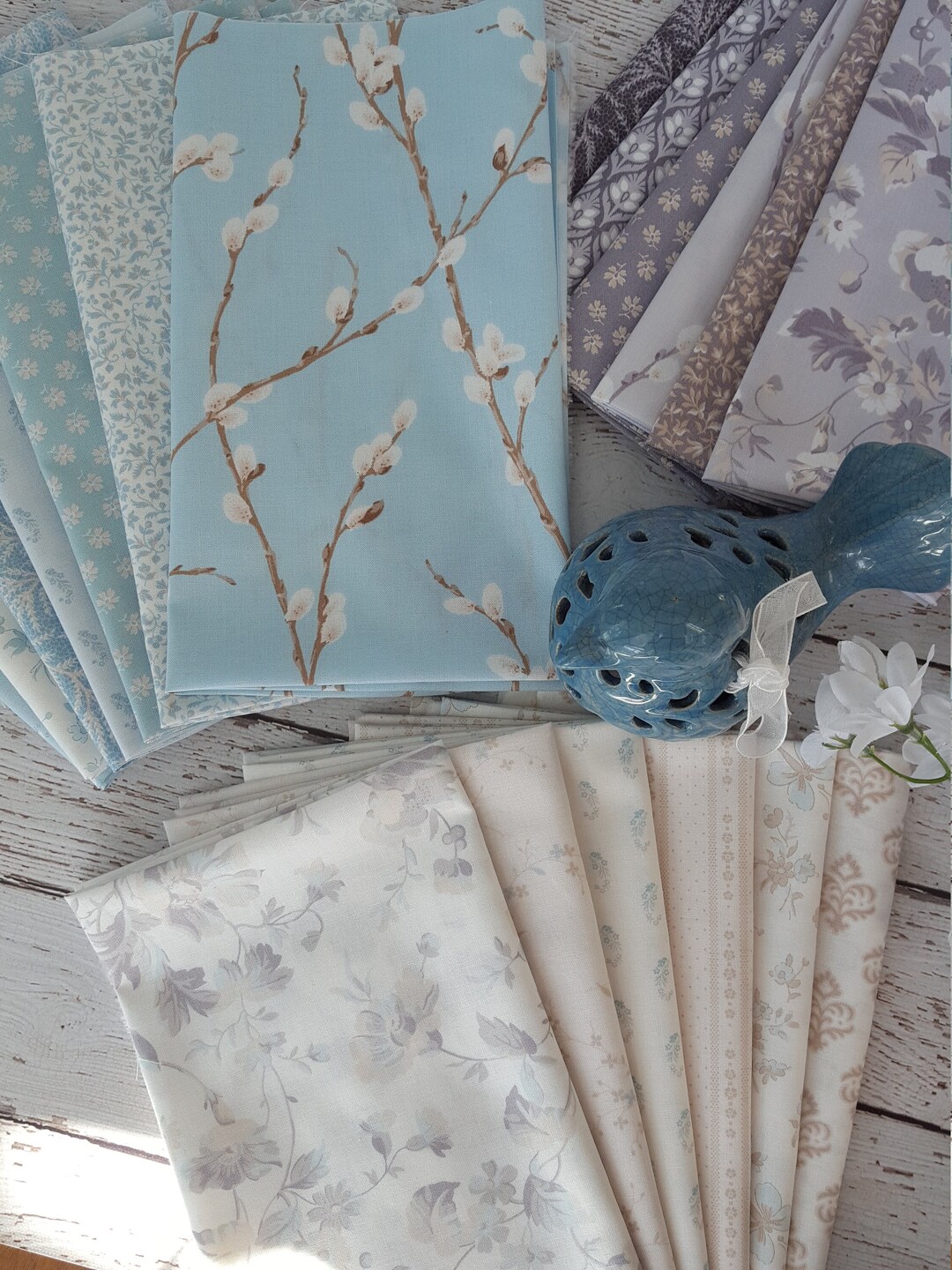 Willow Andover Fabrics Aqua Gray Cotton Quilt Fabrics Butterflies 19