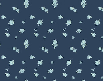 Laura Ashley Abbeville Floral Cotton Quilting Fabric, Blue - Per Yard