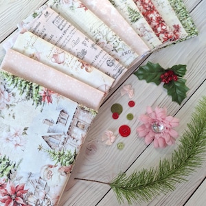CHRISTMAS MAGIC by Frank Garcia for Blank Quilting Vintage Christmas Fabric Pink Green Red 100% Cotton  Fabric ~ 10 fat quarters