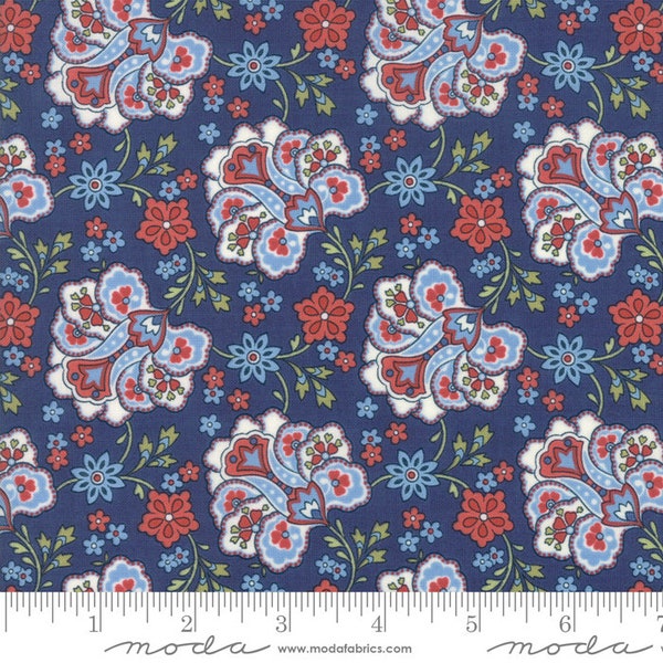 MACKINAC ISLAND PAISLEY by Minick and Simpson Patriotic Red White Blue Moda Fabrics 14891-15 - per yard