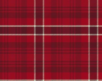 TARTAN PLAID in Red Christmas Cotton Quilt Fabric Clothworks ~ Price per yard
