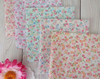 FIND ME Cosmo Cotton Japanese Quilt Fabrics Strawberries Pastel Tiny Floral Shabby Chic Cottage Core ~ 5 Fat Quarters Bundle