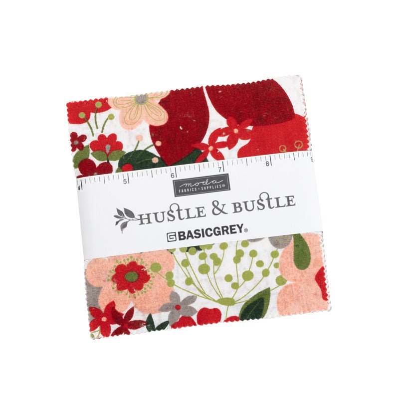 Hustle & Bustle Basic Grey Christmas Fabric Bundle #3 Grey Red Green White  - Moda Fabrics, 20 fat quarters