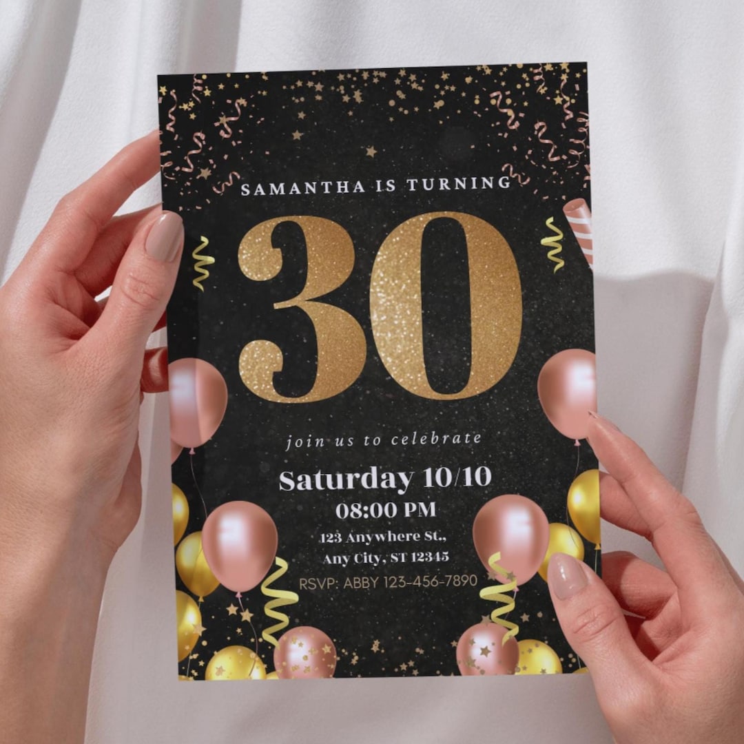 30th Birthday Invitation Template | Elegant Adult Milestone Party ...