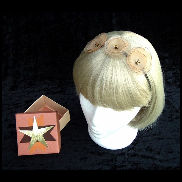 Headband with Fabric Flowers and Origami Box