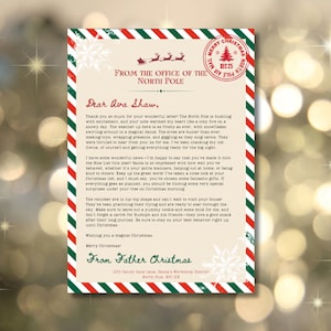 Carta personalizada de Papá Noel - Plantilla de carta para Canva - Descarga instantánea