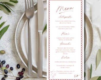 Editable Ciao Bella Italian Theme Menu | Customisable Canva Template | Elegant Event Menu for Weddings, Parties & Dinners