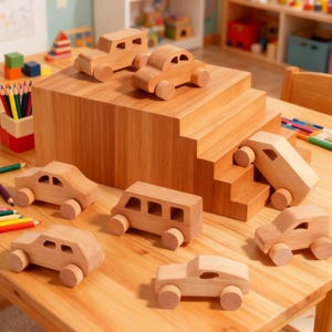 Wooden Toy Cars, Montessori Baby Shower Gift, Personalized Beech Wood Car Minibus Truck, Cars With Names, Baby Christening Gift