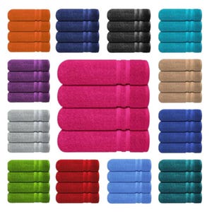 4 X 100% Cotton Bath Towels: Soft, Absorbent Hotel Spa Set UK