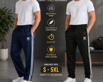 Men’s Silky Joggers Plain Gym Track Pants Sports Running Workout Trousers