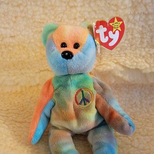 Beanie Babies Peace Bear - 2/1/1996 Birthday - Rare - 4053
