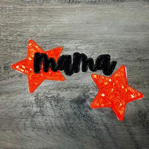Mama | Neonorange stjärna | Hattmärkespaket | Stryk-på