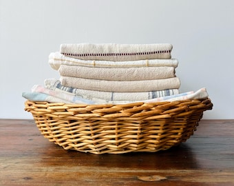 Vintage Woven Basket | Shallow Basket with Handles | Garden Gathering Basket | Country Cottage Farmhouse Kitchen | Fruit & Veggie Storage