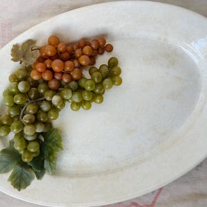 Large Antique Ironstone Oval Serving Platter | Crazed + Stained Earthenware | Old White Ironstone | Warranted China | Farmhouse Dinnerware