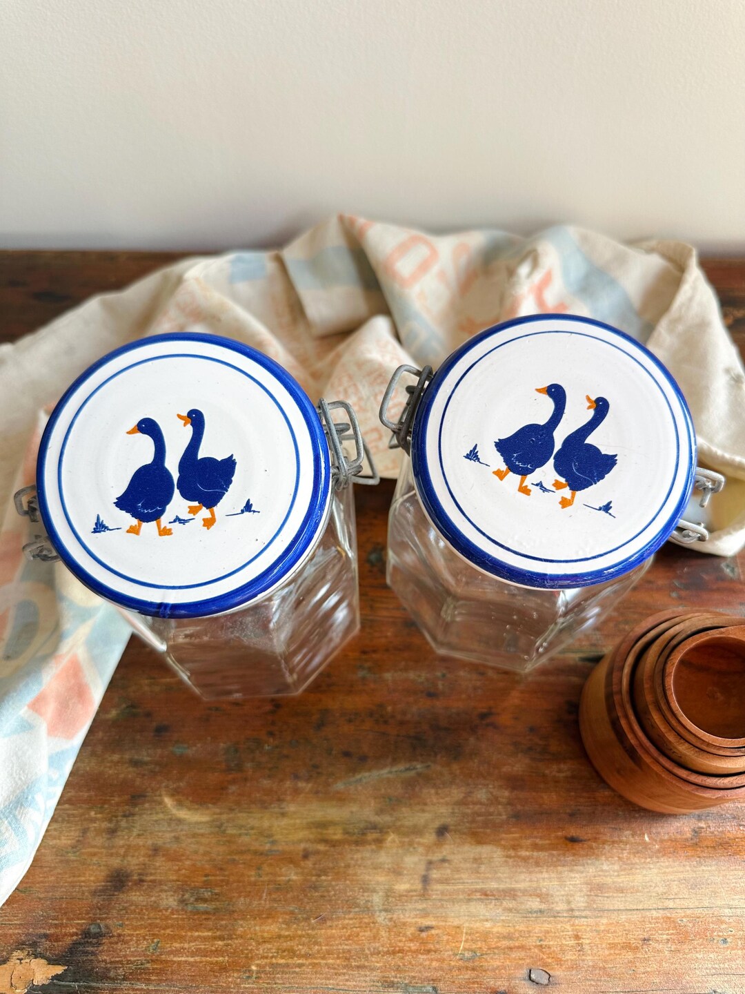 2 Vintage Goose Kitchen Canisters | Non-toxic Glass Food Storage ...