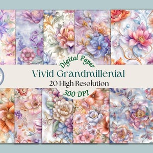 Grandmillennial Digital Paper 20 Pack | 12x12” Seamless Patterns