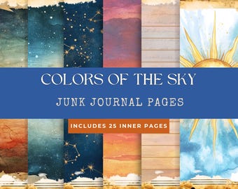 Sky Junk Journal-pagina's: vintage Celestial Ephemera (pdf- en png-bestand van 8,5 x 11 inch)