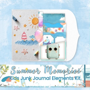 Éléments du kit de journal indésirable de l'été pour enfants | Pochettes, folios, cartes, étiquettes, enveloppes imprimables pour scrapbooking | Téléchargement instantané | PDF