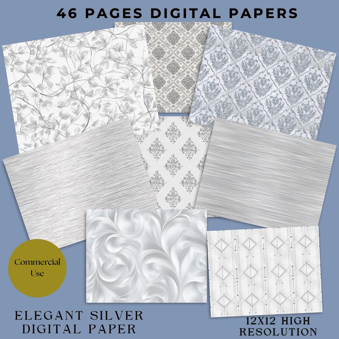 Elegant Silver Digital Paper – Luxury Seamless Backgrounds - Etsy