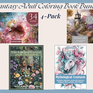 Fantasy Coloring Book Bundle – 4 Magical Worlds in One Set
