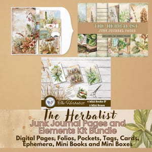 Herbalist Junk Journal Kit Bundle | Folios, Pockets, Tags, Ephemera, Cards, Pages, Mini Books and Boxes | Printable Digital Download