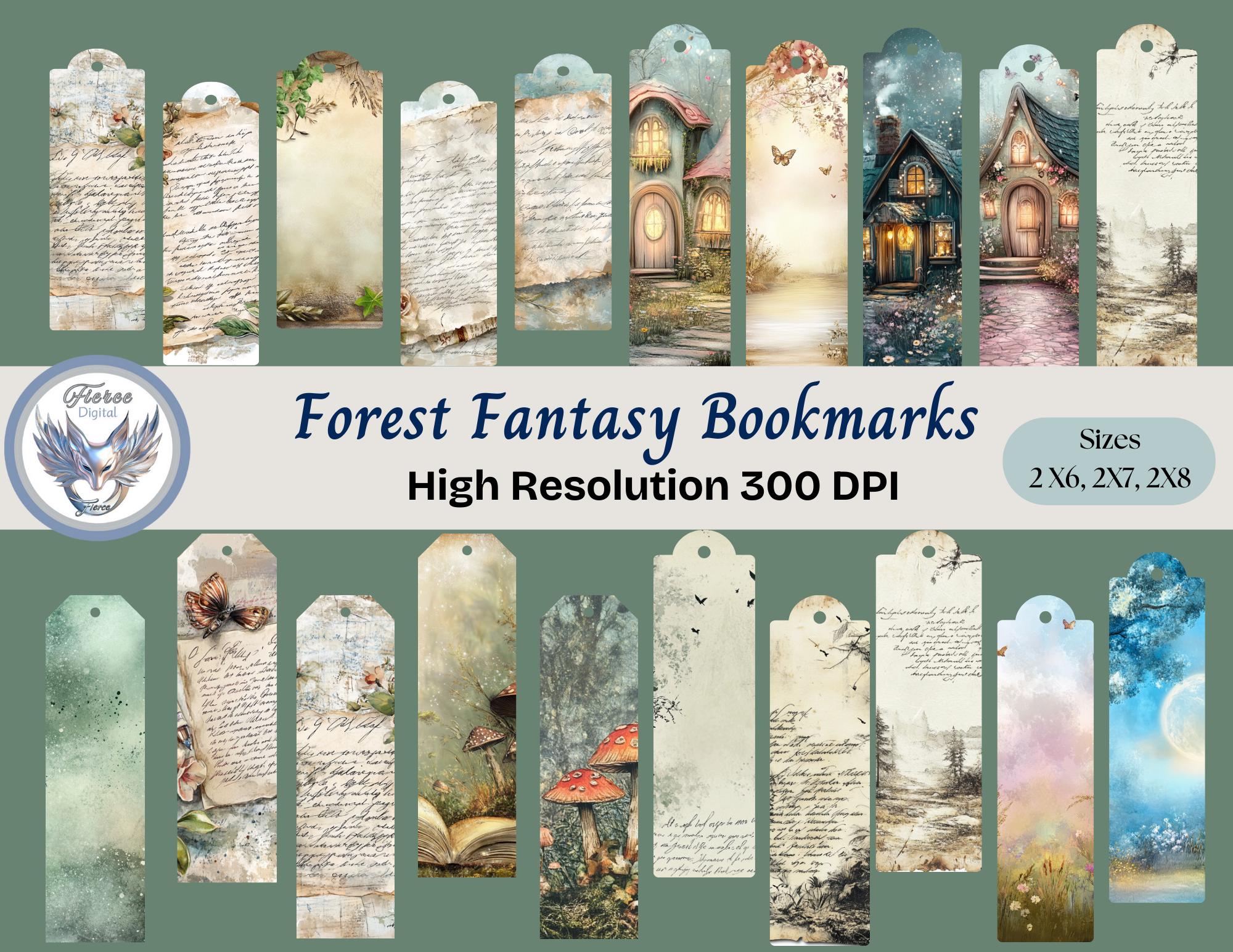 Forest Fantasy Bookmarks 20 Pack – Printable Woodland Magic Digital Set ...