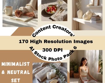 Pacote de Fotos Minimalistas e Neutras – 170 Imagens de IA | Fotos Estéticas de Estilo de Vida para Criadores de Conteúdo, Coaches e Profissionais de Marketing