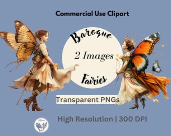 Clipart di fate barocche: arte PNG gotica in stile WLOP (download digitale)