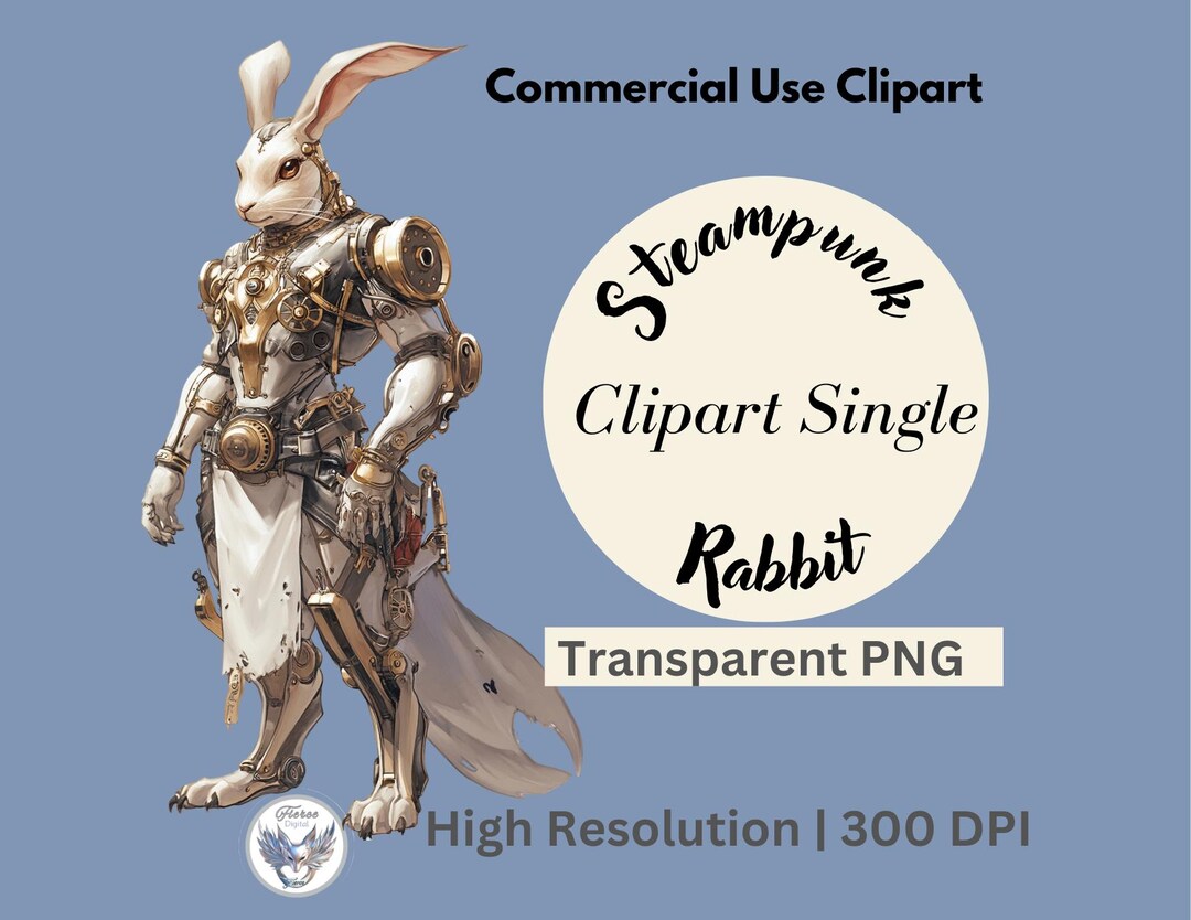 Steampunk Rabbit Clipart | Printable Steampunk Animal Illustration ...