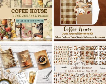 Digitale bundel Coffee House: ongewenste dagboekpagina's, receptenboeken (digitale download)