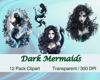 Dark Mermaid Clipart 12er Pack - Mystische & Zauberhafte PNGs