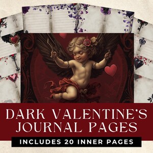 Pagine del diario di San Valentino gotico - Pagine digitali di romanticismo oscuro per l&#39;artigianato