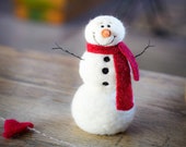 Snowman Needle Felting Kit for Beginners - DIY Winter Craft Kit - Complete with Wool, Felting Needles, and Cushion - Perfect Christmas Gift