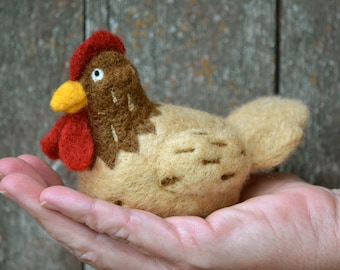 Brown Chicken Needle Felting Kit - Beginner